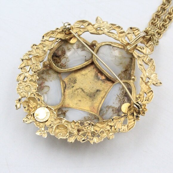 Accesocraft Picardie Royal Coat Of Arms Of France Three Red Lion Brooch Necklace - Picture 3 of 10